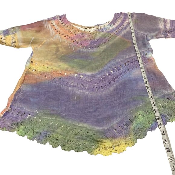 Soft Surroundings Lulu Tunic Crochet Tie Dye‎ Top Size L - Picture 8 of 8